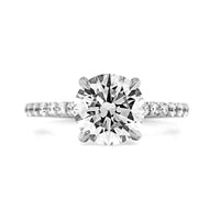 Platinum Round Diamond with Cathedral Mounting Engagement Ring