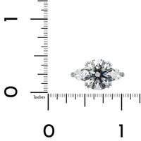 Platinum 3 Stone Round and Pear Shaped Diamond Engagement Ring