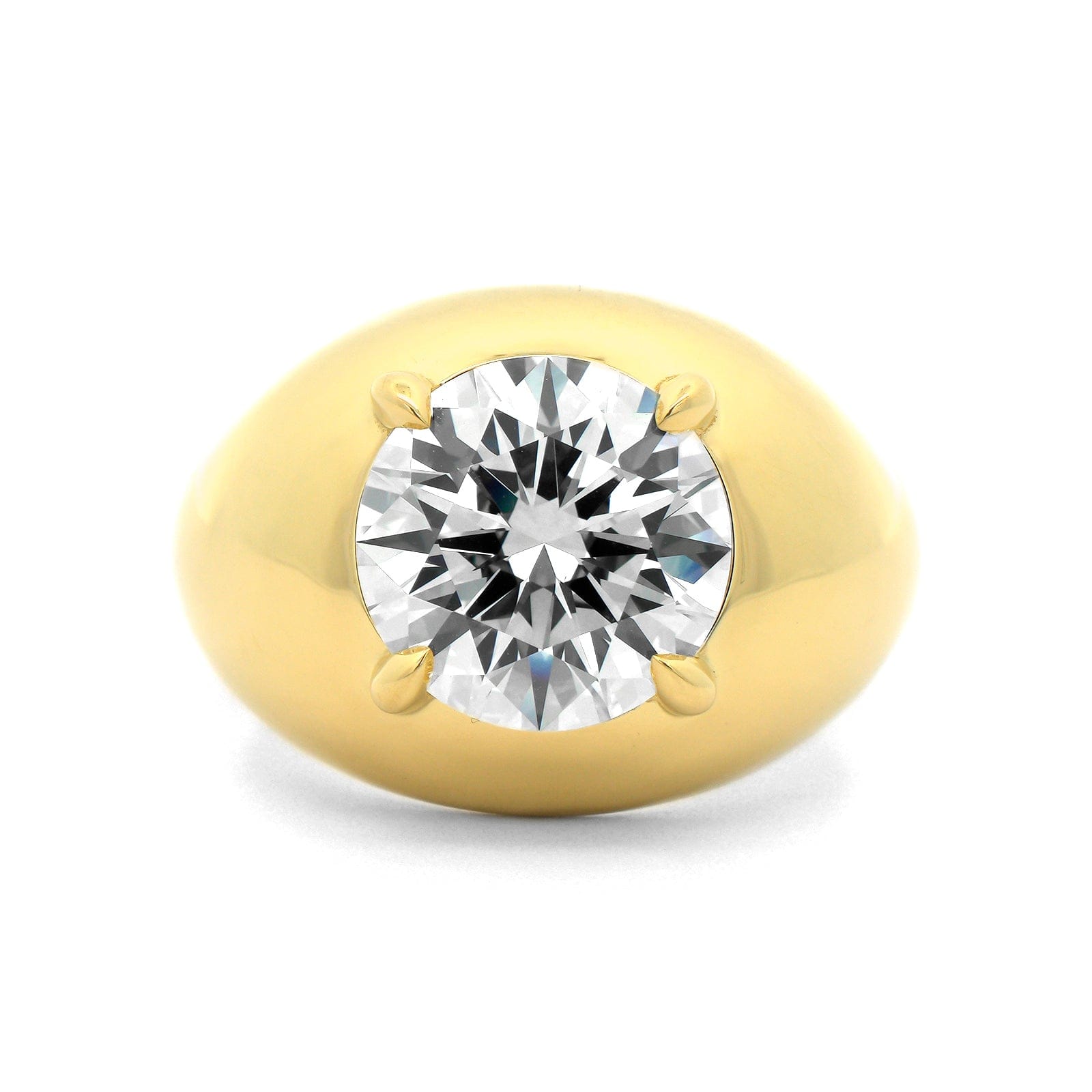 18K Yellow Gold Bezel Set Round Diamond Engagement Ring