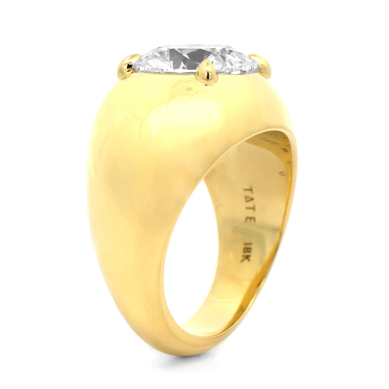 18K Yellow Gold Bezel Set Round Diamond Engagement Ring