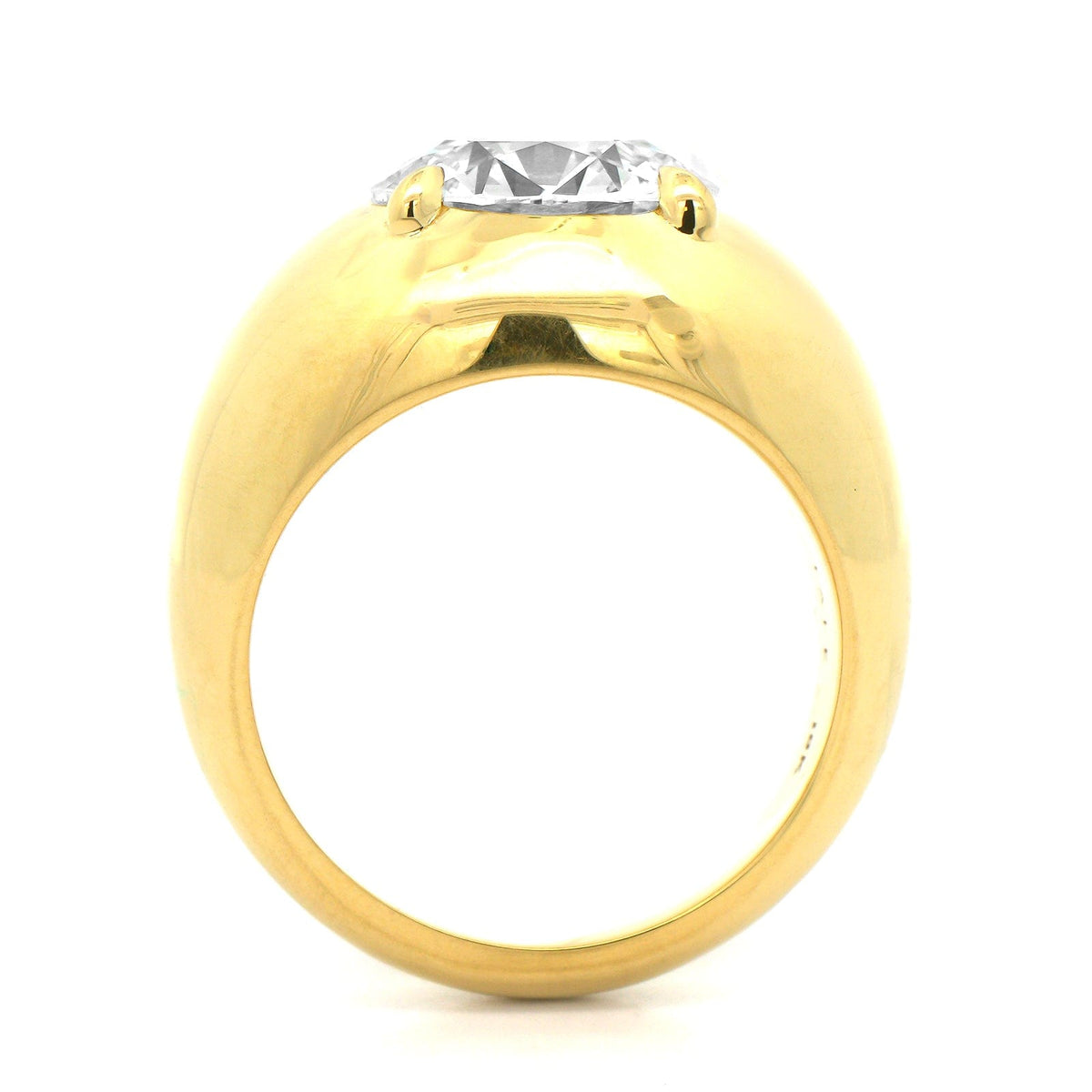 18K Yellow Gold Bezel Set Round Diamond Engagement Ring