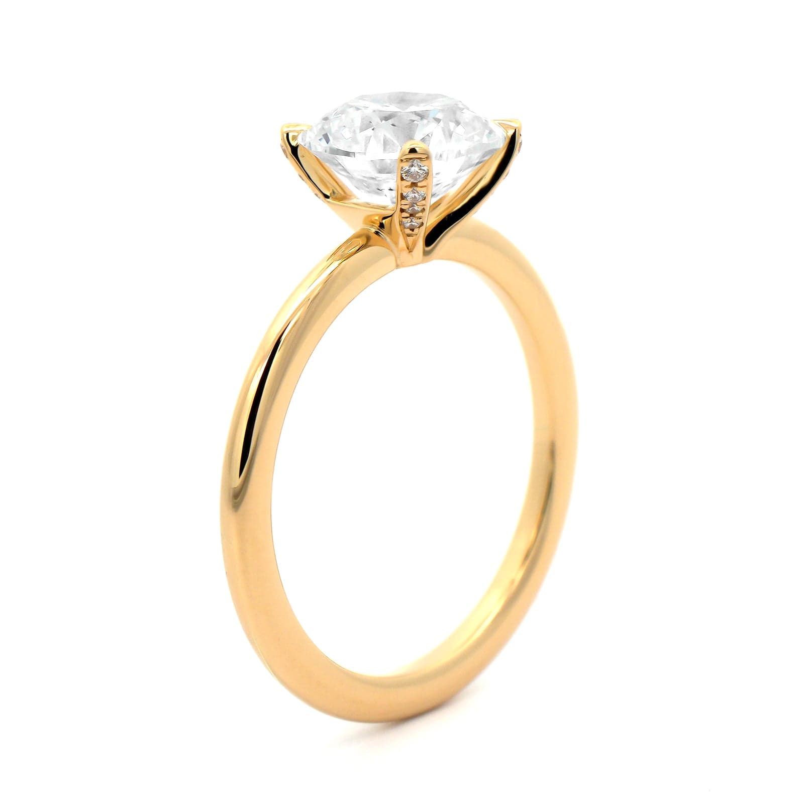18K Yellow Gold Round Diamond Solitaire Engagement Ring