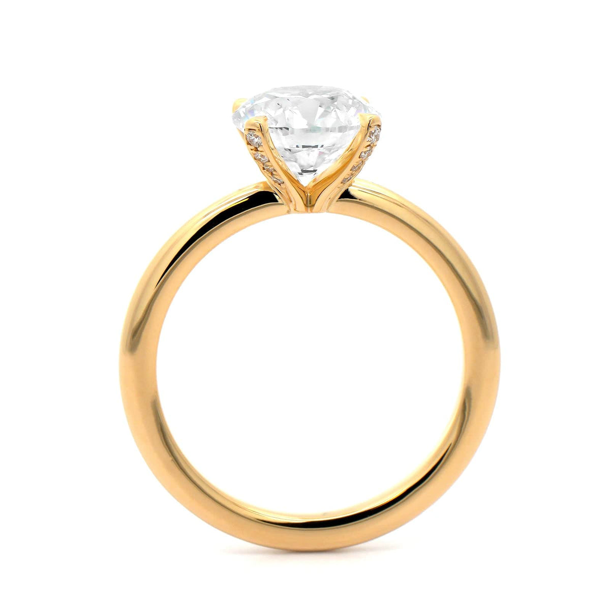 18K Yellow Gold Round Diamond Solitaire Engagement Ring