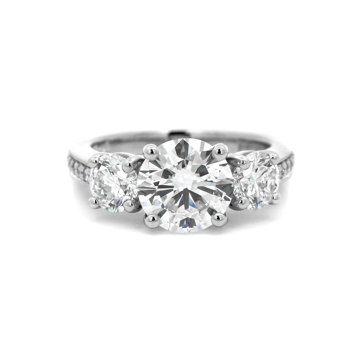Platinum 3 Stone Round Diamond Engagement Ring