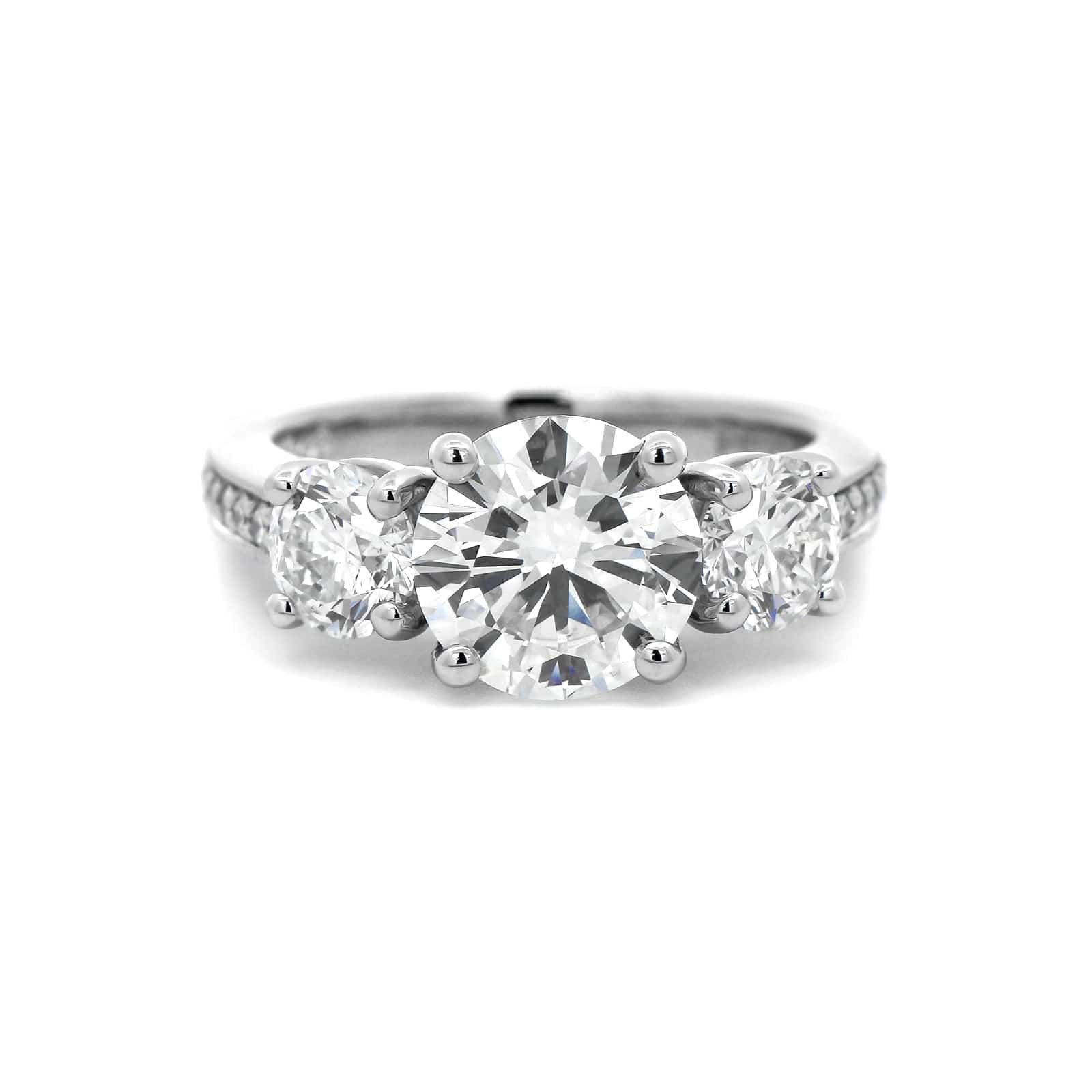 Platinum 3 Stone Round Diamond Engagement Ring
