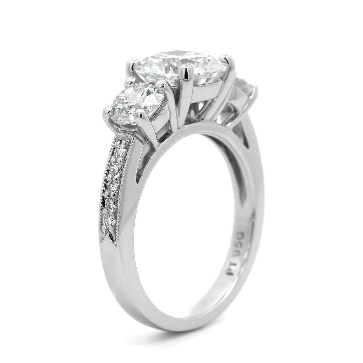 Platinum 3 Stone Round Diamond Engagement Ring