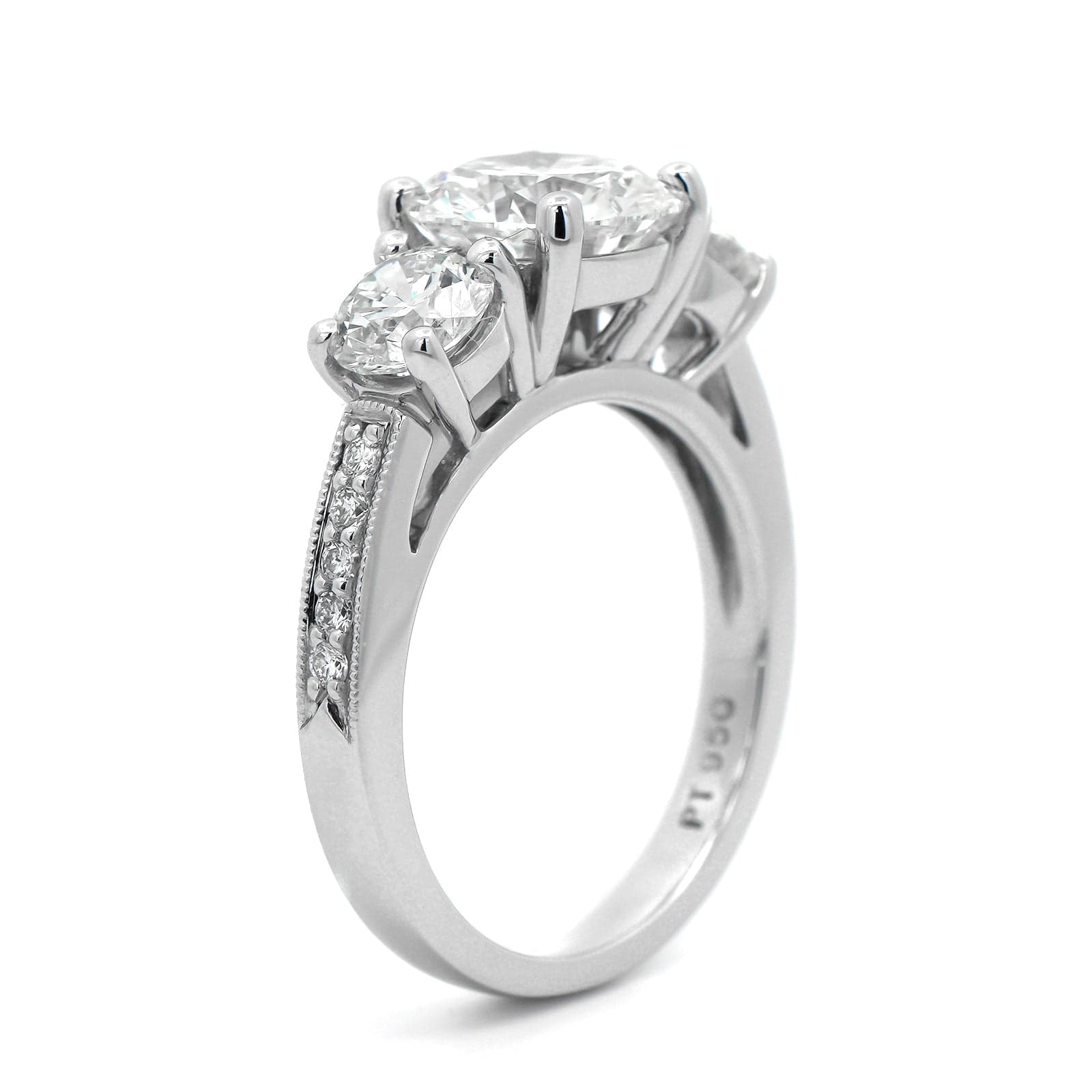Platinum 3 Stone Round Diamond Engagement Ring