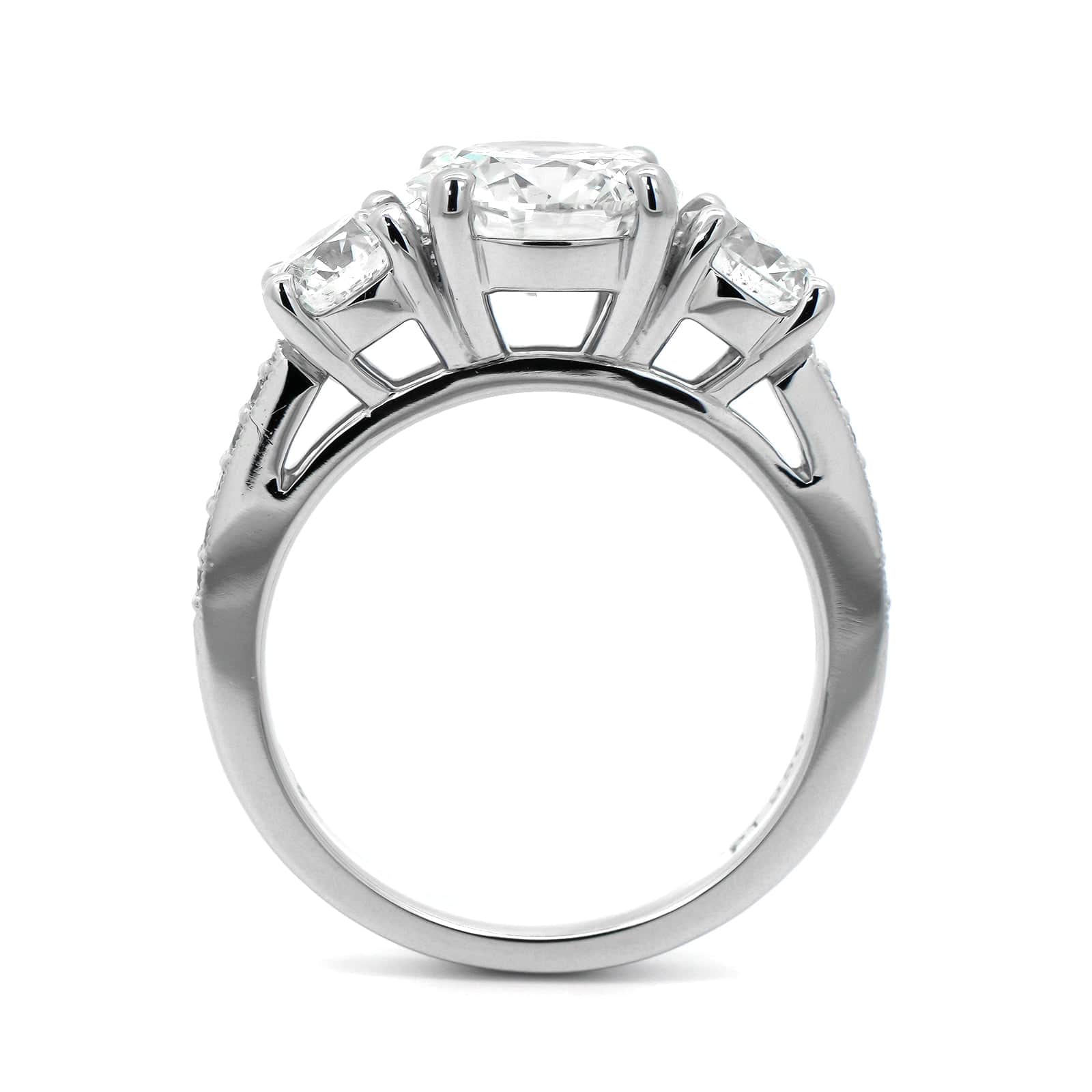 Platinum 3 Stone Round Diamond Engagement Ring