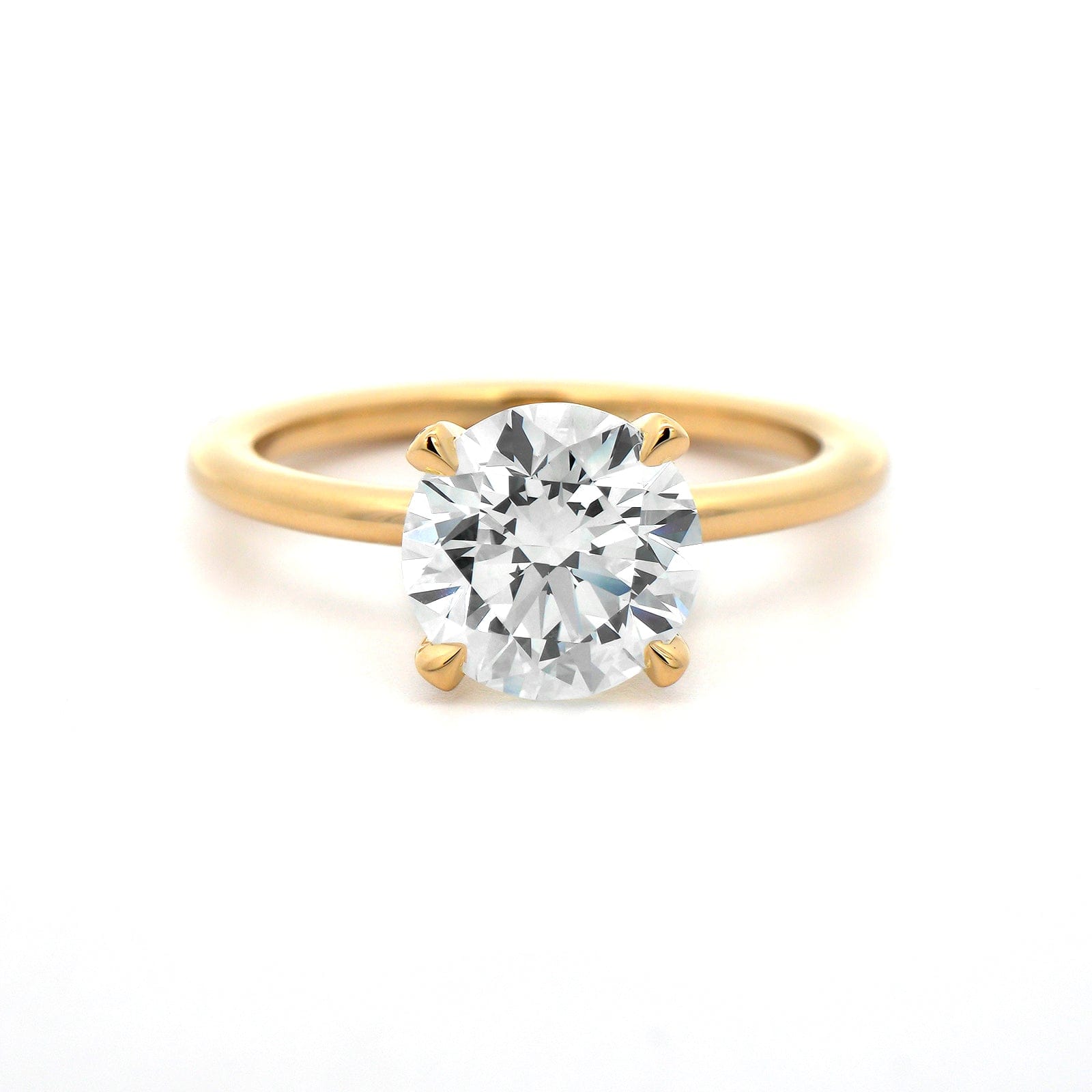 18K Yellow Gold Round Diamond Solitaire Engagement Ring