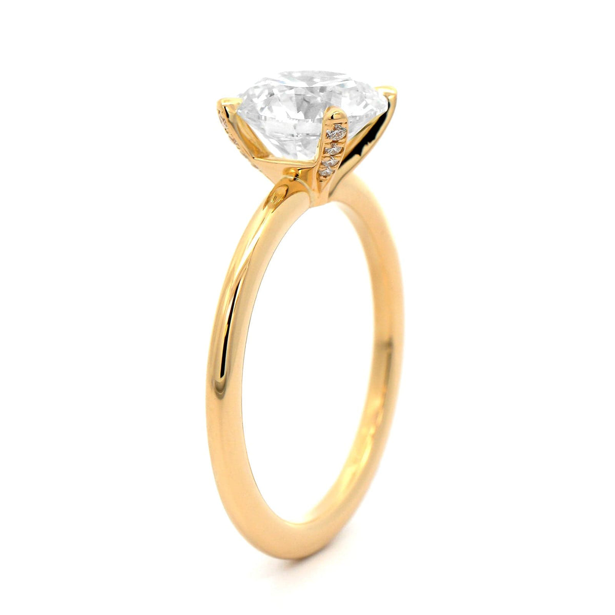 18K Yellow Gold Round Diamond Solitaire Engagement Ring