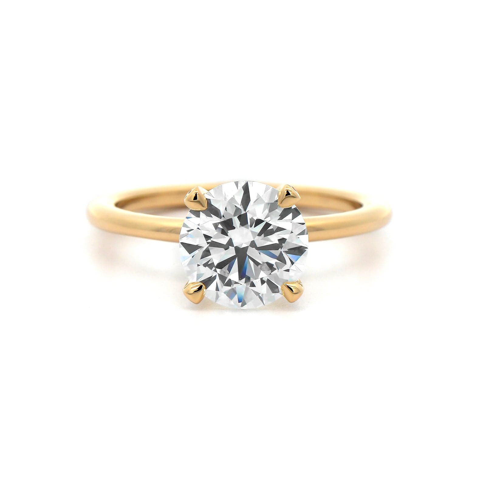 18K Yellow Gold Round Diamond Solitaire Engagement Ring