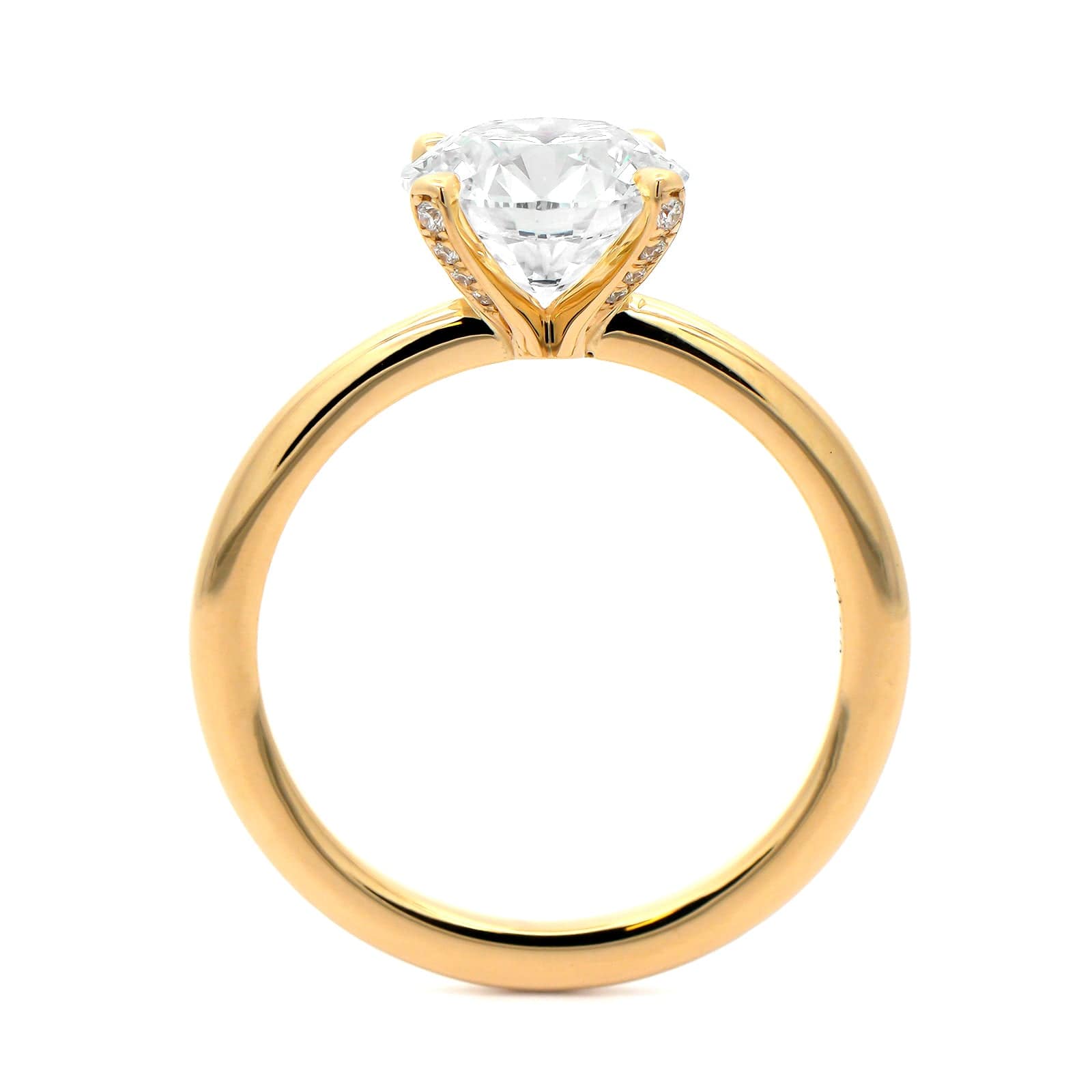 18K Yellow Gold Round Diamond Solitaire Engagement Ring