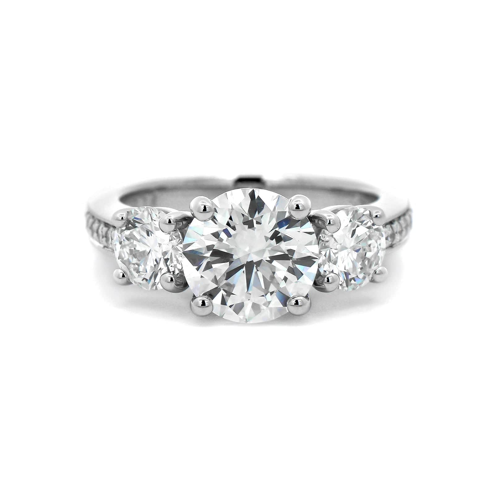Platinum 3 Stone Round Diamond Engagement Ring