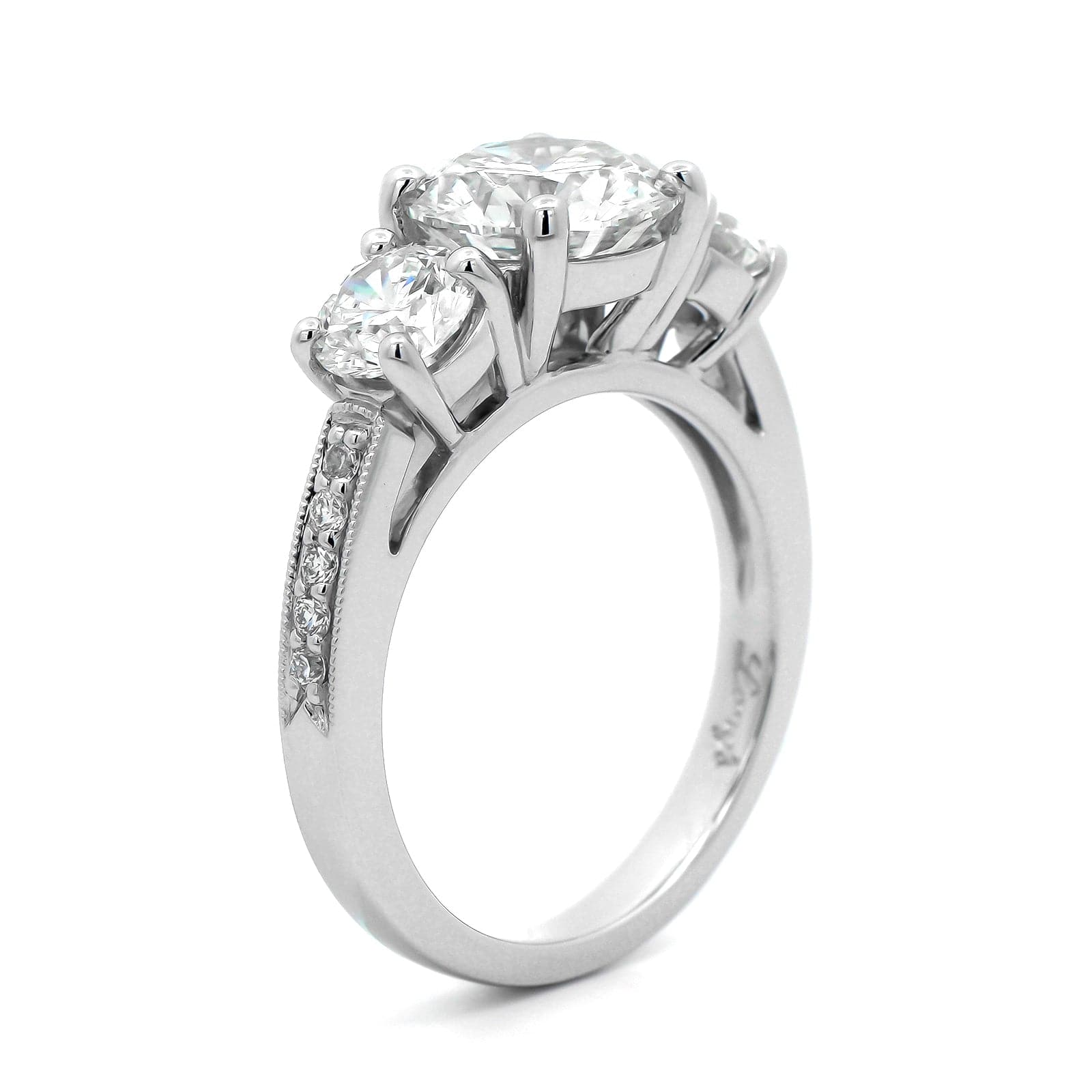 Platinum 3 Stone Round Diamond Engagement Ring