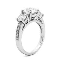 Platinum 3 Stone Round Diamond Engagement Ring
