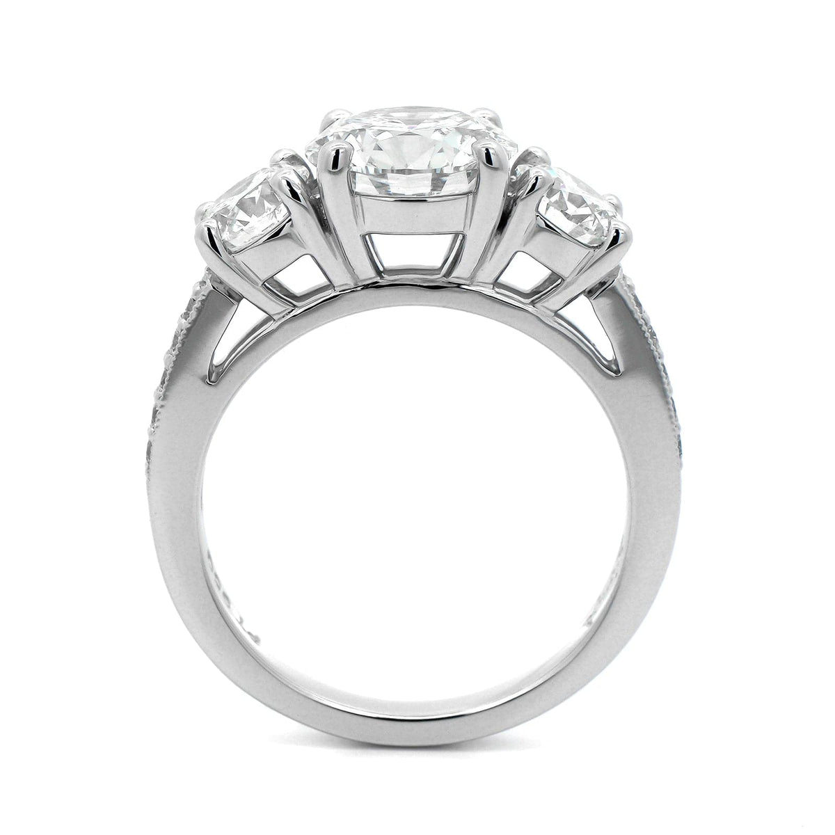 Platinum 3 Stone Round Diamond Engagement Ring