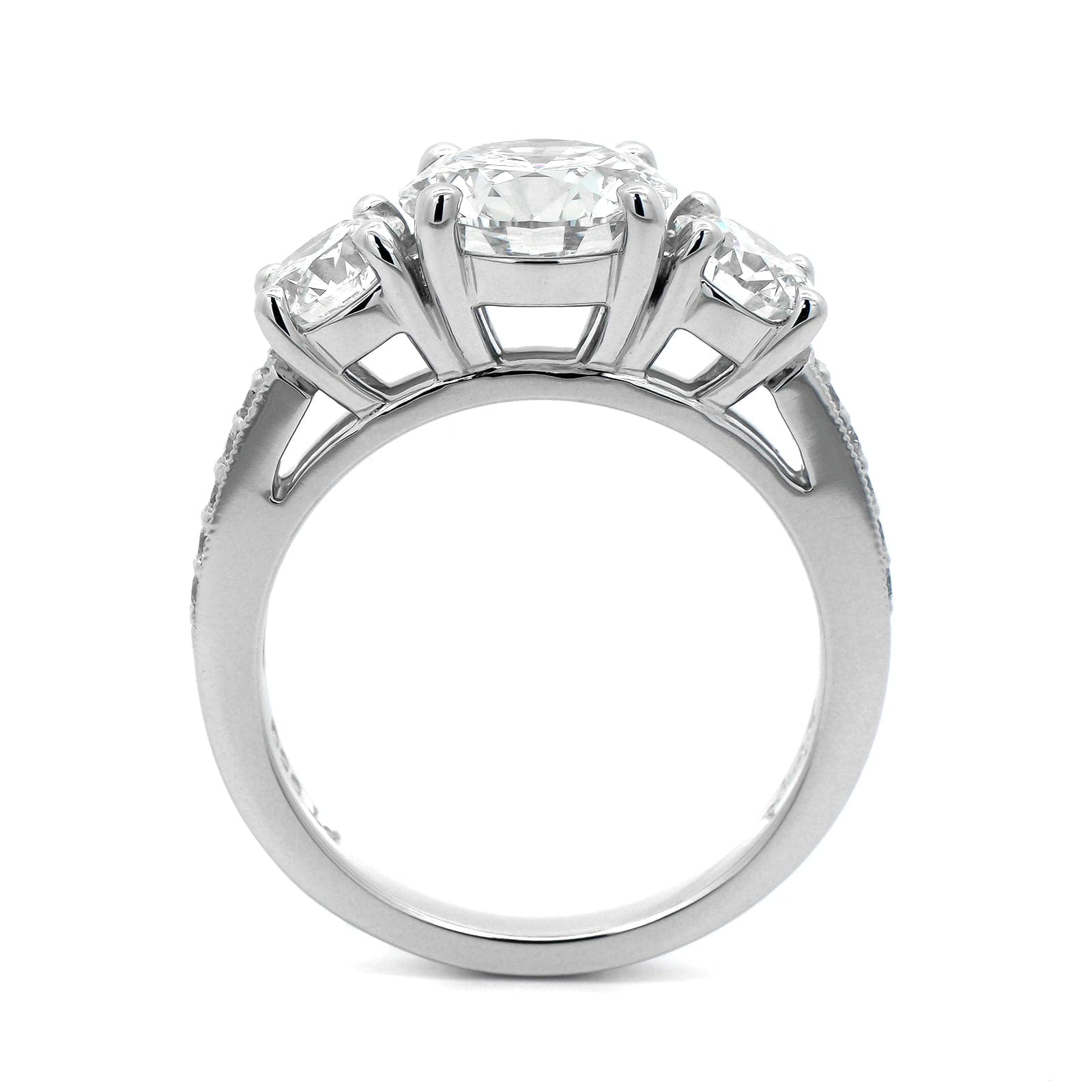 Platinum 3 Stone Round Diamond Engagement Ring