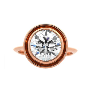 20K Rose Gold Bezel Set Round Diamond Ring