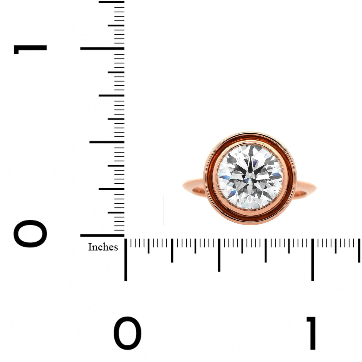 20K Rose Gold Bezel Set Round Diamond Ring