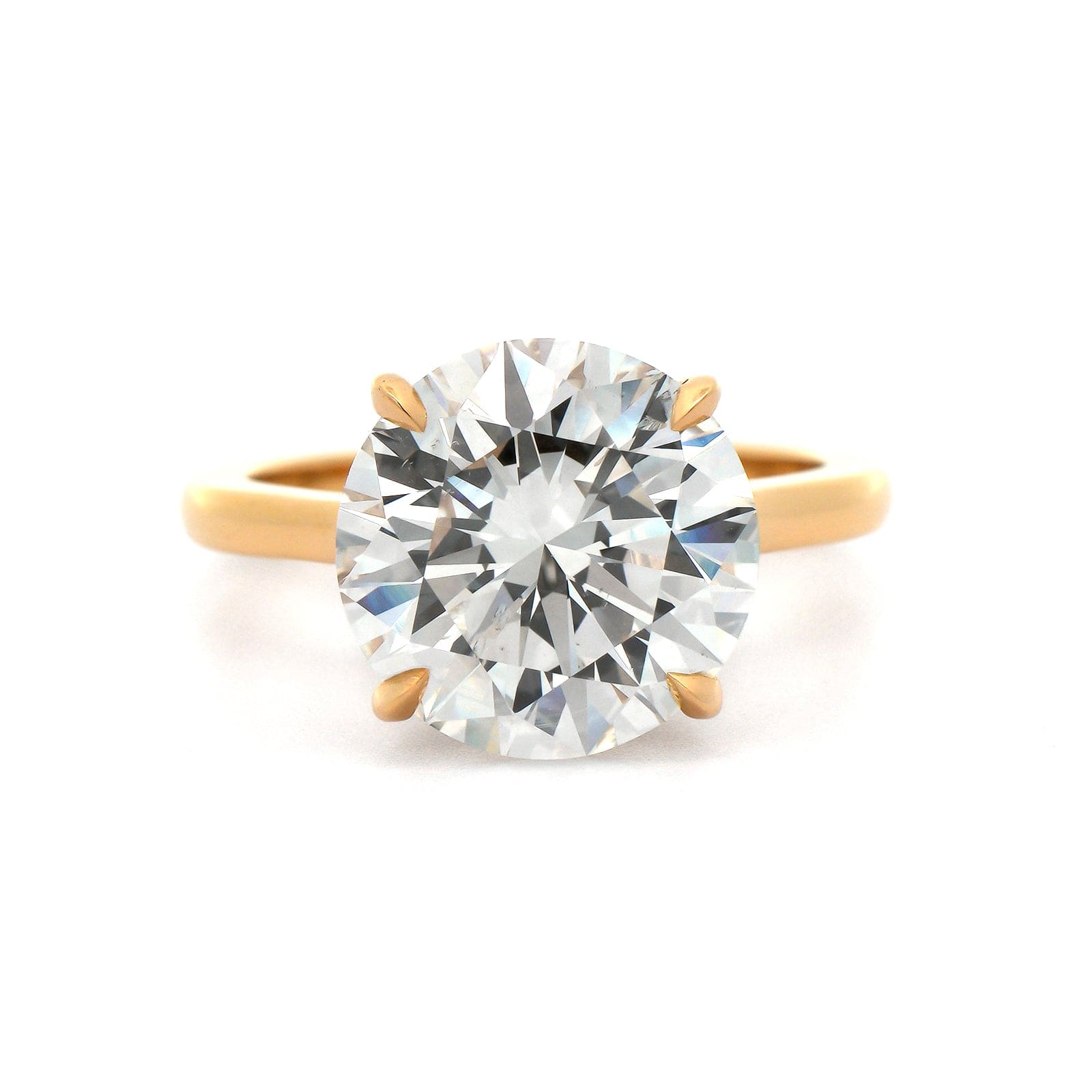 18K Yellow Gold Round Diamond Solitaire Engagement Ring