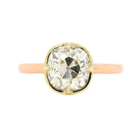 20K Rose and 18K Yellow Gold Old Mine Brilliant Cut Diamond Ring