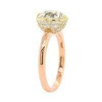 20K Rose and 18K Yellow Gold Old Mine Brilliant Cut Diamond Ring