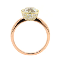 20K Rose and 18K Yellow Gold Old Mine Brilliant Cut Diamond Ring