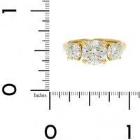 18K Yellow Gold 3 Stone Round Diamond Engagement Ring