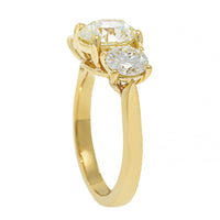 18K Yellow Gold 3 Stone Round Diamond Engagement Ring