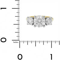 Platinum and 18K Yellow Gold 3 Stone Round Diamond Engagement Ring