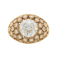 18K Yellow Gold Round and Pave Diamond Domed Mermaid Ring