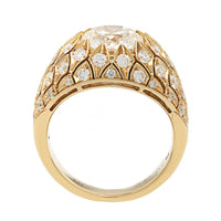 18K Yellow Gold Round and Pave Diamond Domed Mermaid Ring
