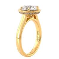18K Yellow Gold Frame Bezel Set Round Diamond Engagement Ring