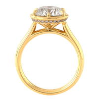18K Yellow Gold Frame Bezel Set Round Diamond Engagement Ring
