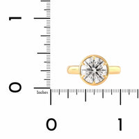 18K Yellow Gold Frame Bezel Set Round Diamond Engagement Ring