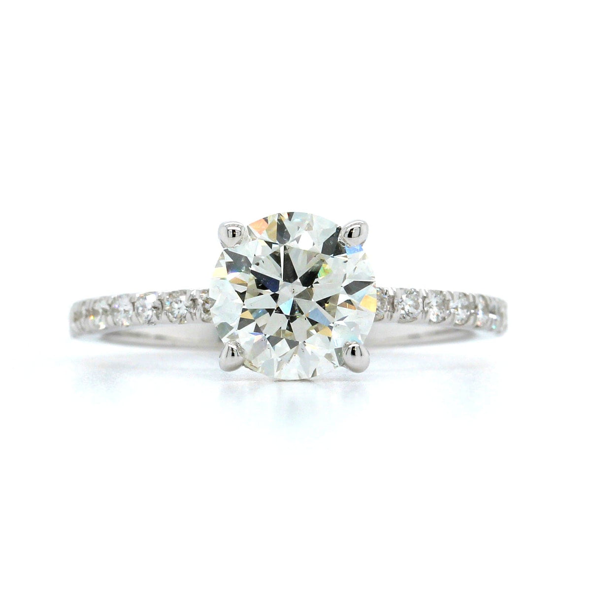 18K White Gold Round Diamond with Hidden Halo Engagement Ring