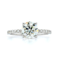 18K White Gold Round Diamond with Hidden Halo Engagement Ring