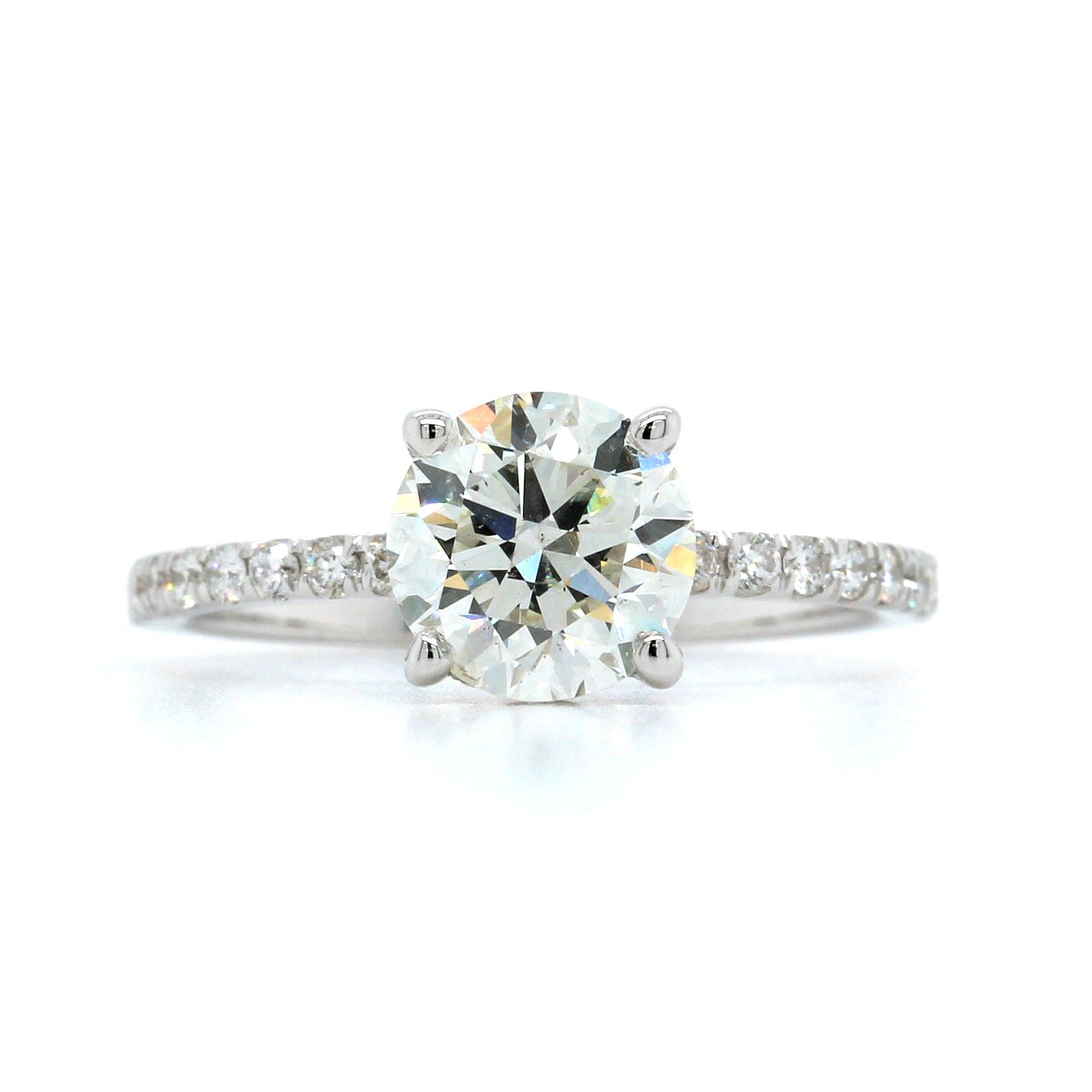 18K White Gold Round Diamond with Hidden Halo Engagement Ring