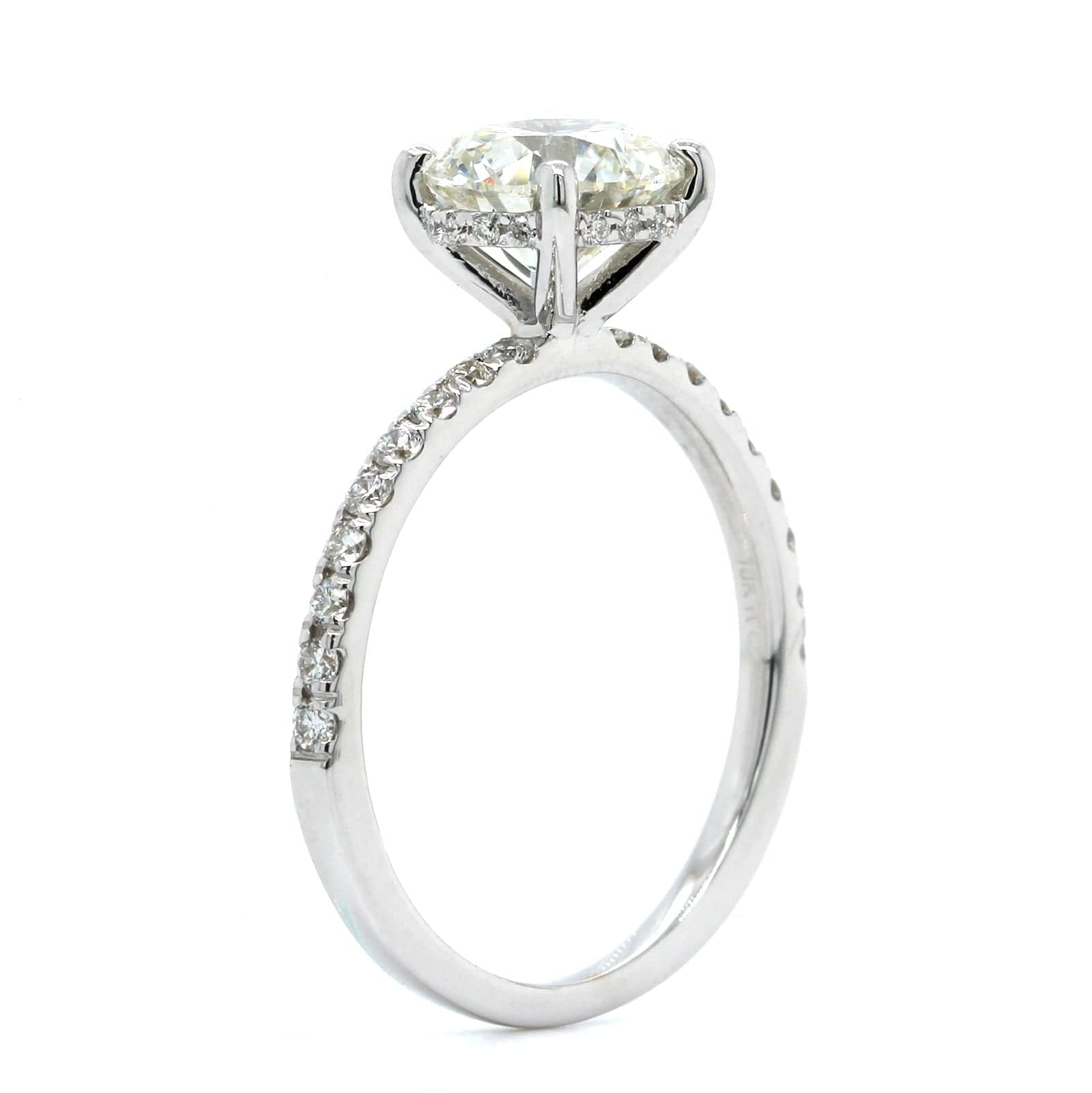 18K White Gold Round Diamond with Hidden Halo Engagement Ring