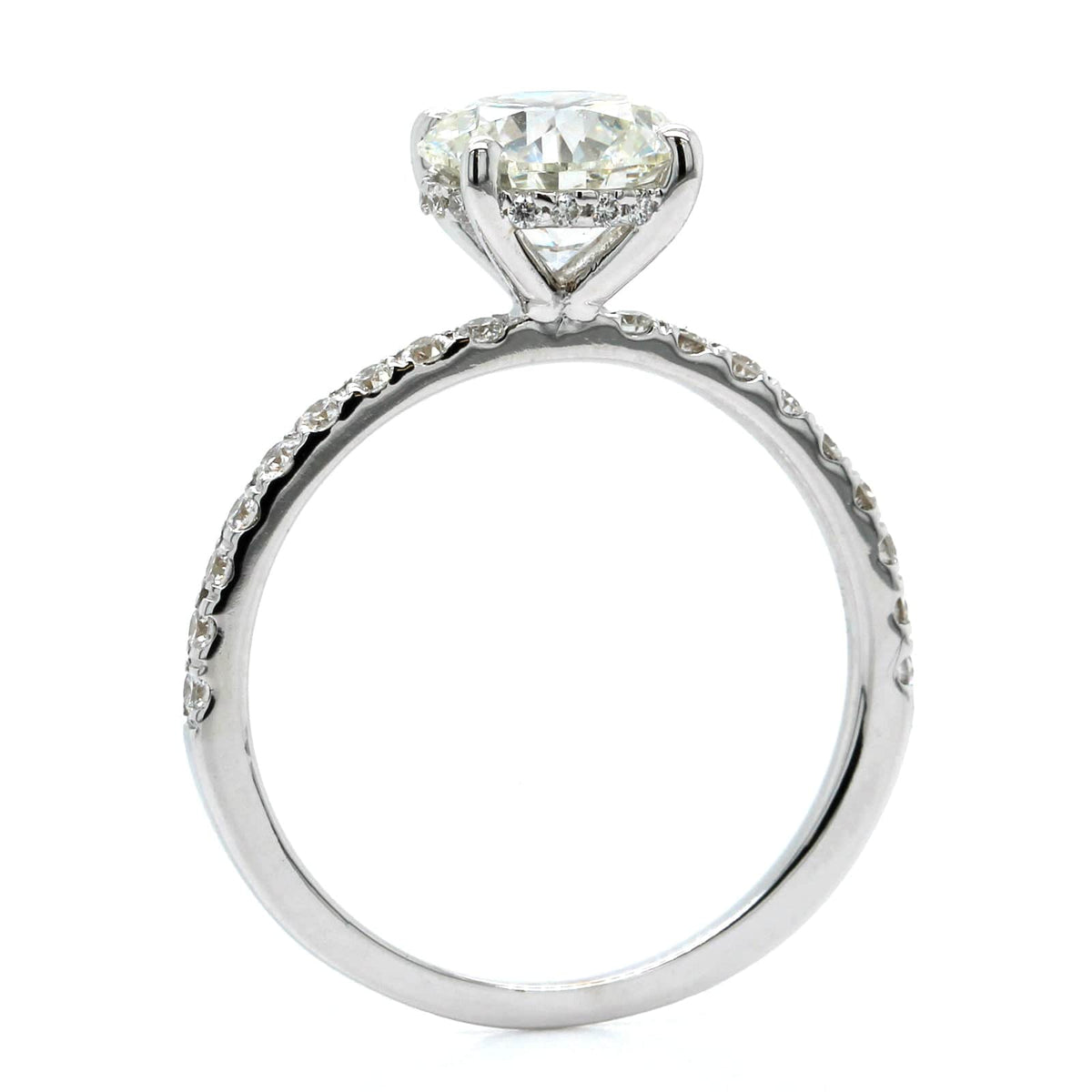 18K White Gold Round Diamond with Hidden Halo Engagement Ring
