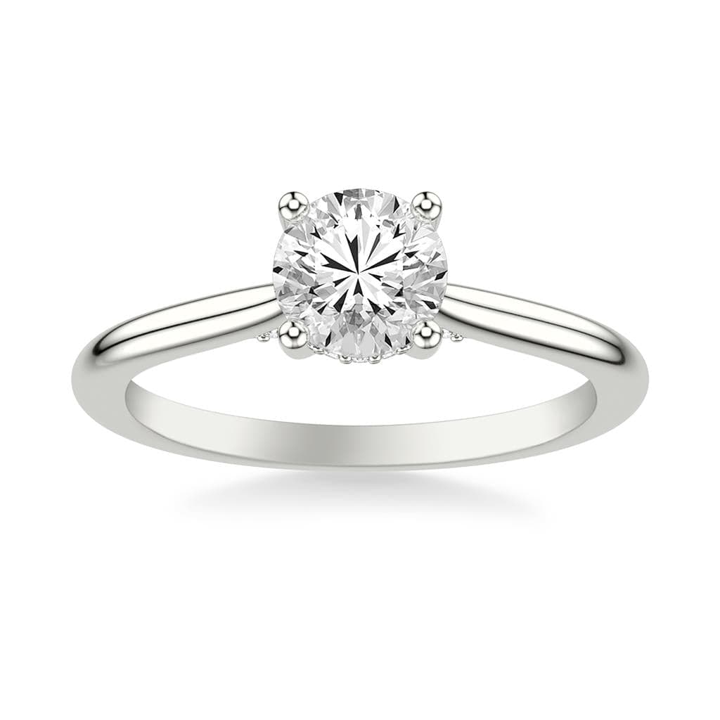Platinum Round Diamond with Cathedral Mounting Engagement Ring