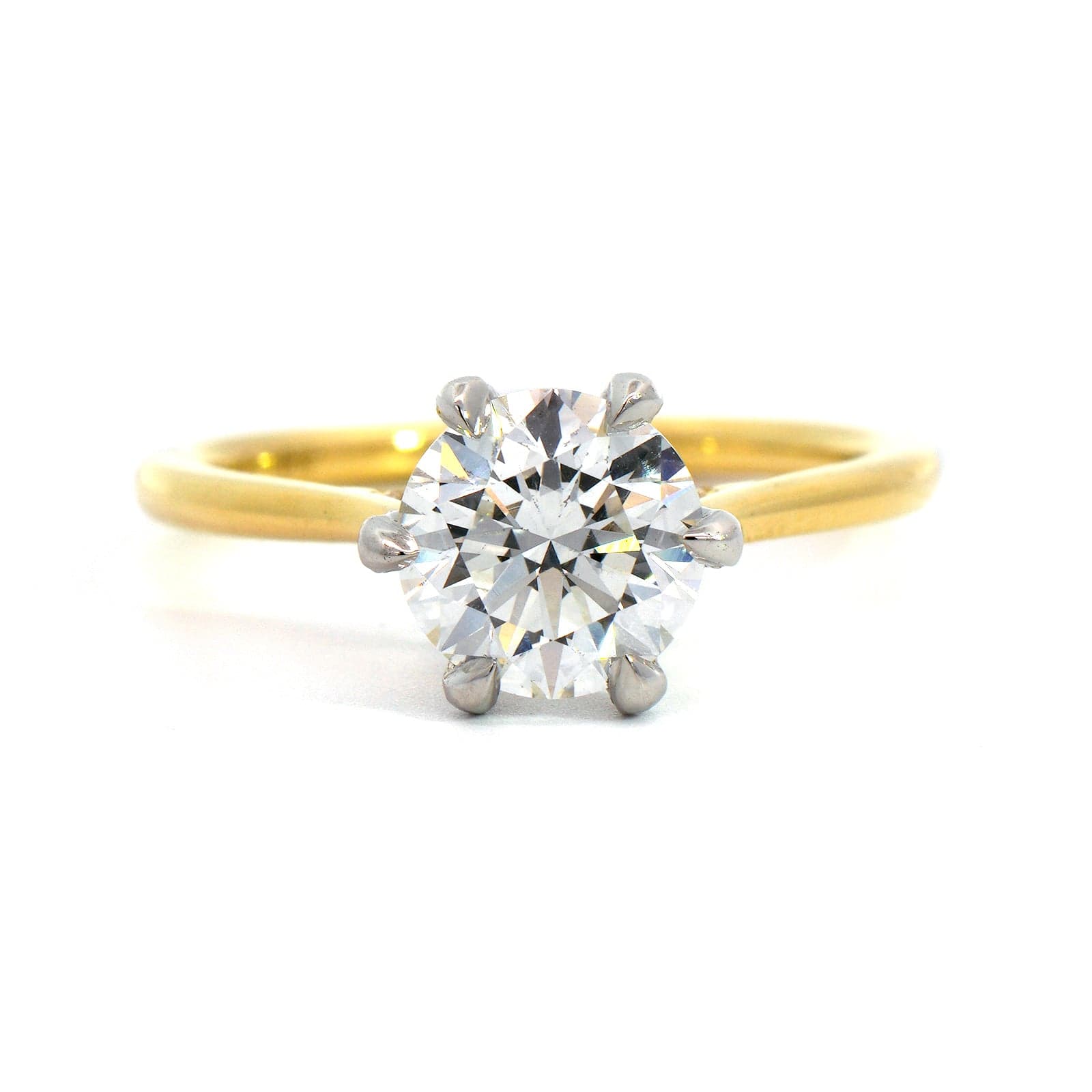18K Yellow Gold & Platinum Prong Oval Diamond Engagement Ring