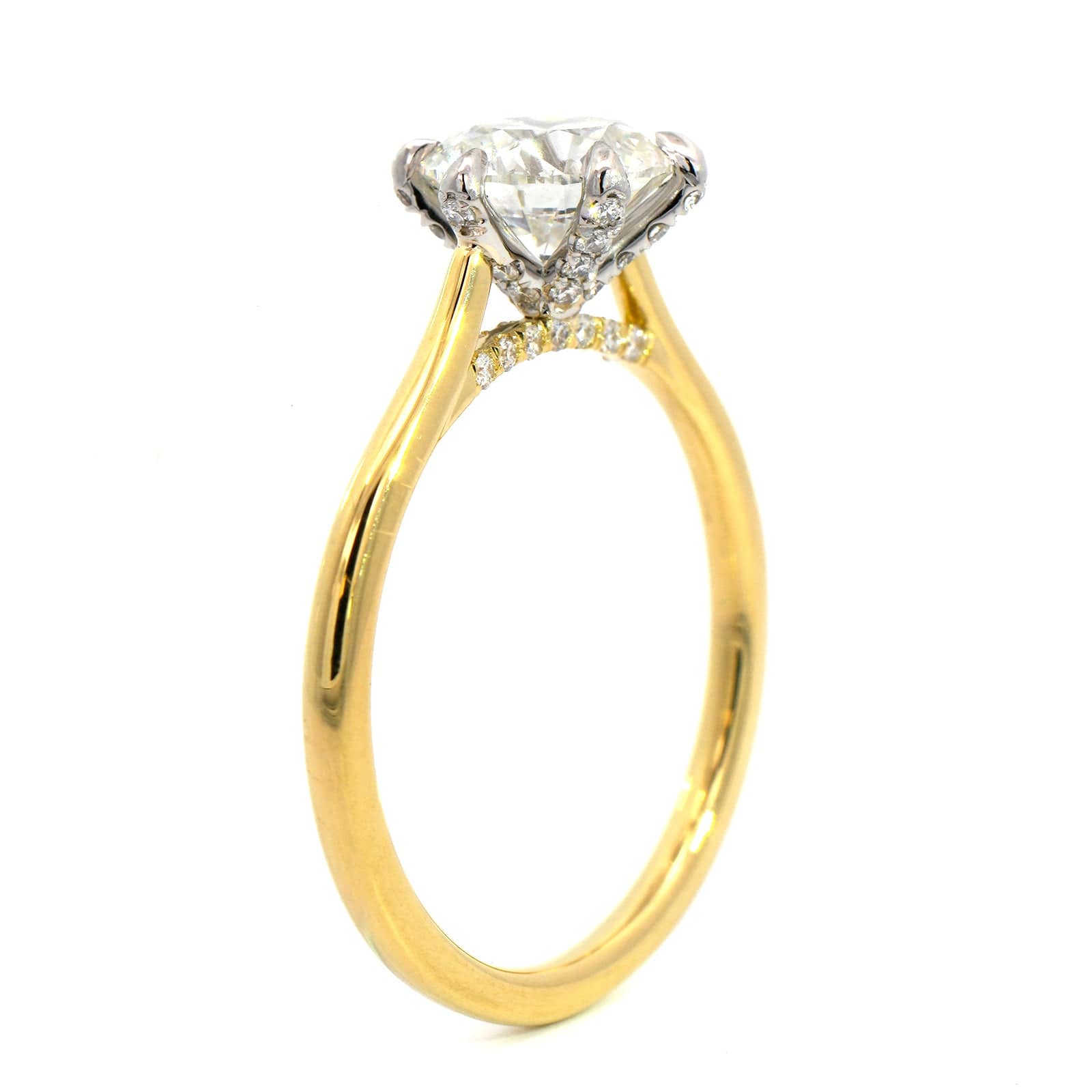 18K Yellow Gold & Platinum Prong Oval Diamond Engagement Ring