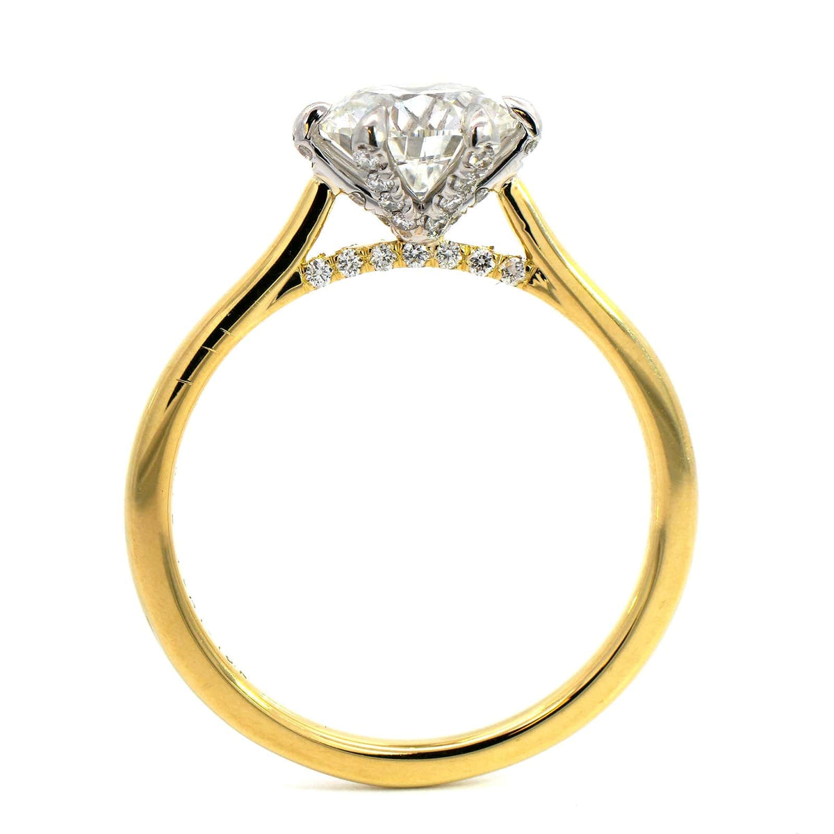 18K Yellow Gold & Platinum Prong Oval Diamond Engagement Ring