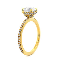 18K Yellow Gold Round Diamond Hidden Halo Engagement Ring