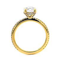 18K Yellow Gold Round Diamond Hidden Halo Engagement Ring