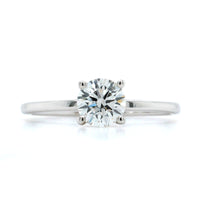18K White Gold Round Diamond with Hidden Halo Engagement Ring