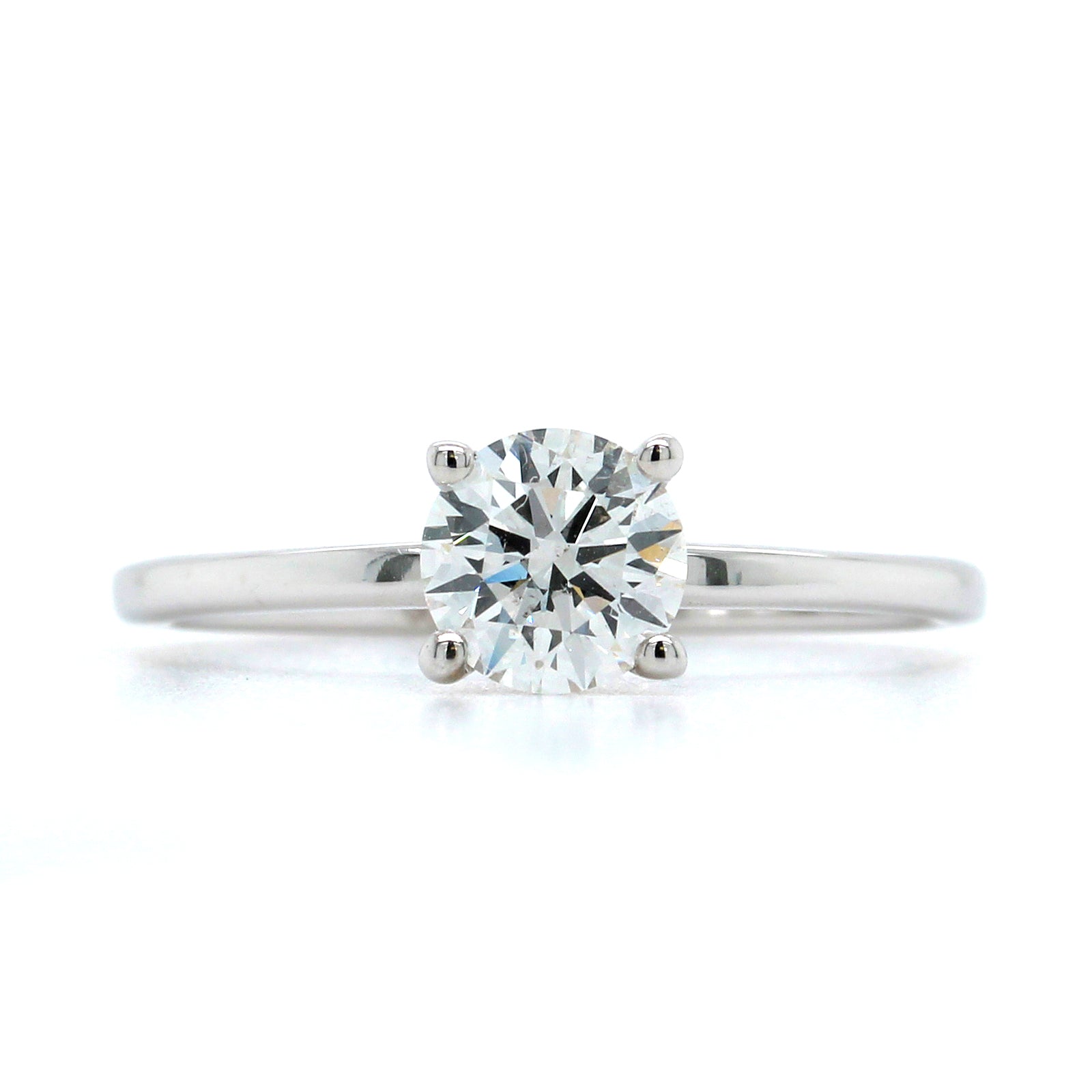 18K White Gold Round Diamond with Hidden Halo Engagement Ring