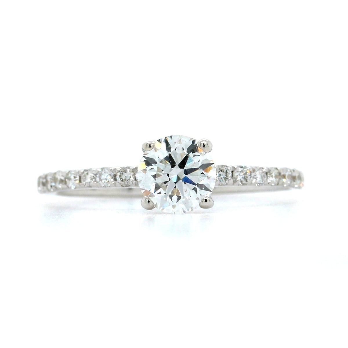 18K White Gold Round Diamond with Hidden Halo Engagement Ring