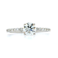 18K White Gold Round Diamond with Hidden Halo Engagement Ring